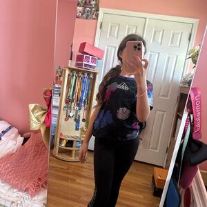 Black with flowers adidas t-shirt